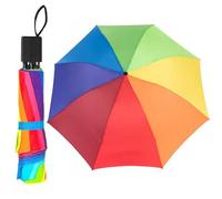 Qinsky Parapluie arc-en-ciel, Parapluie de Poche Pliable en Fibre de Verre pour Hommes et Femmes