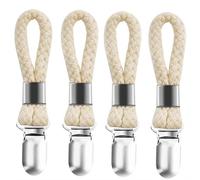 Qinsky Pince à Serviette,4 pcs Crochet Torchon en Métal avec Coton Tissé Pince Torchon Solides Accroche Torchon Cuisine pour des Armoires Cuisine et Salle de Bain à la Maison
