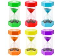 Qintora Minuteur Sablier 6 Couleurs,Sablier pour Enfant,Colore kit en Transparent,1/3/5/10/15/30 Min - Minuteur,pour Brossage de Dents Douche Enfants Jouet Cadeaux Cuisine Bureau A Domicile Deco