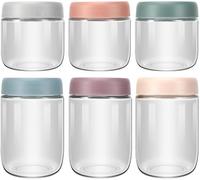 QinyOulhause Lot de 6 Bocaux Overnight Oats 300-500ml avec Couvercle à Vis compatibles lave-vaisselle idéaux pour yaourt flocons d’avoine confiture pudding purée salade et aliments secs