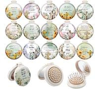 Qinyoung Lot de 15 mini brosses à cheveux pliantes de poche avec miroir - Verset de la Bible chrétienne - Cadeau inspirant - Cadeau religieux - Cadeau pour femme