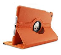 QINYUP Étui avec Housse de Fonction de réveil du Sommeil pour étui iPad Air 2, modèle A1566 A1567, Couverture de Tablette à 360 degrés Rotatif en Cuir PU Shell-Orange