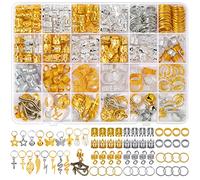 Qinzave Lot de 294 bijoux de cheveux pour tresses, bijoux pour dreadlocks, accessoires de cheveux en aluminium doré et argenté pour tresses, décoration cheveux avec poignets et breloques pour tresses