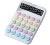 QINZITAO Calculatrice colorée à 12 chiffres avec écran LCD - Grand bouton - Mise en veille automatique - Clavier mécanique - Pour bureau, école