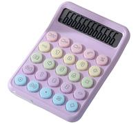 QINZITAO Calculatrice colorée à 12 chiffres avec écran LCD - Grand bouton - Mise en veille automatique - Clavier mécanique - Pour bureau, école