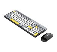 QINZITAO Clavier souris sans fil rechargeable double modes compatible Bluetooth 5.0/2.4G clavier silencieux 100 touches pour multi-appareils