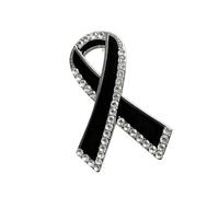 QINZITAO Élégante broche en forme de ruban noir avec strass en cristal, accessoire de bijoux pour femme