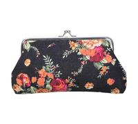 QINZITAO Porte-monnaie en toile avec fermoir pour femme et fille Motif floral