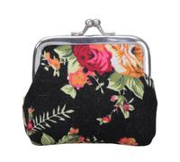 QINZITAO Portefeuille vintage à motif floral avec fermoir à baiser, cadeau pour femme