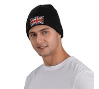 QIOEURYU Casquettes Classiques tricotées Drapeau Britannique Union Jack Version Vintage Grungy Casquette Chaude d’Hiver Bonnets d’Automne pour Femmes Bonnets Unisexes pour l’extérieur