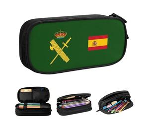 QIOEURYU Étuis à crayons drapeau de l’Espagne Plus emblème Garde civile Amusant Sacs à stylos espagnols pour grand stockage Étudiants École Cosmétiques Étuis à crayons Cadeaux de vacances
