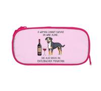 QIOEURYU Étuis à crayons Entlebucher Mountain Dog Et Vin Pour Les Etudiants Cadeaux Boîte À Stylos Sac À Crayons Grande Capacité Pochette À Crayons Stockage Polyester Durable