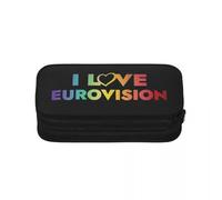 QIOEURYU Étuis à crayons J’aime Eurovision Grande capacité Sacs à stylos Boîte à stylos Pochette à crayons pour garçons filles étudiants papeterie école vacances cadeaux