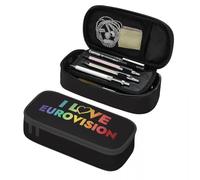 QIOEURYU Étuis à crayons J’aime Eurovision Grande capacité Sacs à stylos Boîte à stylos Pochette à crayons pour garçons Filles Étudiants Papeterie École Cadeaux de vacances