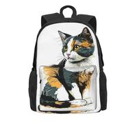 QIOEURYU Loisirs Sacs à dos Mignon Calico Chat Garçons Filles Sac à livres Étudiants Sacs d’école Dessin animé Ordinateur portable Sac à bandoulière Grande capacité Cadeaux de vacances en plein air