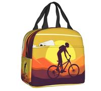 QIOEURYU Lunch Tote Bags isolé personnalisé coucher de soleil Mountain Bike pour le camping VTT Vélo Biker Cooler Thermique Bento Box Femmes Enfants Pour L’école Travail Voyage Pique-en plein air