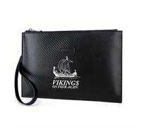 QIOEURYU Portefeuille imprimé Viking boat naviguant encore sur les vagues Sac à main élégant en PU pour hommes à la mode et pratique pour le quotidien cadeaux pour hommes femmes
