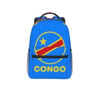 QIOEURYU Sac à dos Drapeau du Congo Kinshasa Drapeau du Zaïre Grande capacité BookBag Sac d’école Sacs à bandoulière pour hommes Femmes Loisirs En plein air