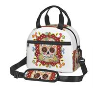 QIOEURYU Sac à dos Jour des Morts Sucre Sacs à lunch Boîte Bento isolée Boîte à déjeuner réutilisable Sac de pique-Sac thermique pour femmes Enfants Enfants Loisirs en plein air Cadeaux de vacances