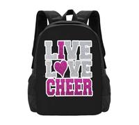 QIOEURYU Sac à dos Live Love Cheer I Love Cheer Cartable Cartable Sacs de mode Live Cheerleader Cheerleading Lovecheer Stunt Cheers Loisirs Cadeaux de vacances en plein air