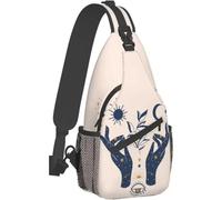 QIOEURYU Sac à dos Sling pour hommes Femmes Magie Tarot Soleil Lune Main Bandoulière Casual Randonnée Sac à dos pour le voyage Sport Course Poitrine Cadeaux de vacances