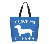 QIOEURYU Sac en Toile à Main J’adore mon petit Weiner épicerie sac à provisions impression shopper épaules grande capacité teckel chien sac à main Loisirs Confort Cadeaux de Vacances