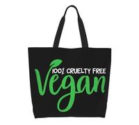 QIOEURYU Sac en Toile à Main Vegan Nutrition Épicerie Sacs Mignon Imprimé Shopper Épaule Grande Capacité Portable Veganism Sac à main Loisirs Confort Cadeaux de Vacances
