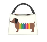 QIOEURYU Sac Isotherme Repas 1pc Teckel arc-en-ciel - Bento portable réutilisable pour les sorties quotidiennes et le contact non alimentaire pour Travail Bureau l'écol Pique-nique Voyages