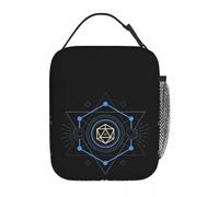 QIOEURYU Sac Isotherme Repas géométrique minimaliste bleu polyédrique dés de table isolé enfants étanches boîtes alimentaires Boîte à lunch thermique pour Travail Bureau l'écol Pique-nique Voyages