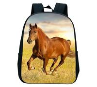 QIOEURYU Sacs à dos 12 pouces Chevaux de course Imprimé imperméable Toddler Kindergarten Bookbag Animal Kids Pour Préscolaire Garçons Filles Loisirs Cadeaux de vacances en plein air