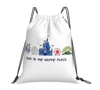 QIOEURYU Sacs à dos C’est mon endroit heureux. Multifonction portable cordon de serrage Bundle Pocket Sports BookBags pour les voyages École Loisirs Cadeaux de vacances en plein air