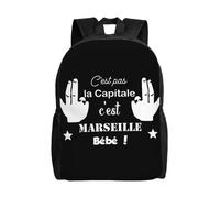 QIOEURYU Sacs à dos Custom C’est Marseille Bebe JUL Hommes Femmes École Ordinateur Portable Bookbag Collège Étudiant Sac à dos Loisirs en Plein Air Cadeaux de Vacances