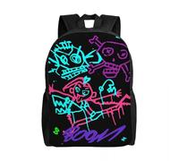 QIOEURYU Sacs à dos Custom Monkey Graffiti Femmes Hommes Sac De Livre De Base Pour L’École Collège Ligue De Bataille Jeu Légendes Sacs Arcane Loisirs en Plein Air Cadeaux de Vacances