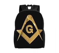 QIOEURYU Sacs à dos Or Franc-maçon Femmes Hommes École Ordinateur Bookbag Maçonnique Collège Étudiant Sacs à dos Loisirs en Plein Air Cadeaux de Vacances