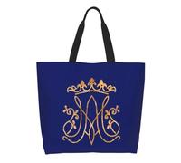 QIOEURYU Sacs de Voyage Ave Maria Monogram épicerie Shopping Impression toile Shopper fourre-tout épaule grande capacité Portable catholique Jésus sac à main Loisirs en Plein Air Cadeaux de Vacances