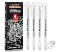 Qionew Lot de 4 stylos à encre gel blanc opaque à pointe fine de 1 mm, 0,8 mm, 0,6 mm, pour papier noir, dessin, croquis, illustration, bullet journal