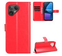 QiongniAN Compatible avec Fairphone 5 Coque Red | Compatible avec Fairphone 5 ,PU Étui en cuir téléphone portable Coque,Béquille,Emplacement pour carte