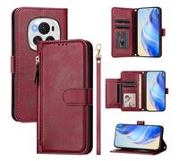 QiongniAN Compatible avec Honor Magic6 Pro Coque,Compatible avec Honor Magic 6 Pro 5G BVL-AN16 BVL-N49 Flip PU Cuir Zip Portefeuille Etui pour téléphone Portable Red