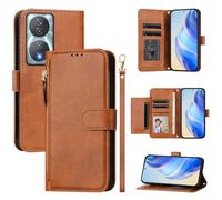 QiongniAN Compatible avec Honor X7B 5G Coque,Compatible avec Honor 90 Smart CLK-NX1 CLK-NX3 / X7b CLK-LX1 CLK-LX2 CLK-LX3 Flip PU Cuir Zip Portefeuille Etui pour téléphone Portable Brown