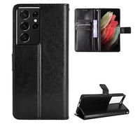 QiongniAN Coque Cuir pour Samsung Galaxy S21 Ultra,Coque pour Samsung SM-G998B/DS Galaxy S21 Ultra 5G Coque Housse Etui Cover Black