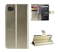 QiongniAN Coque pour Blackberry DTEK70,Coque pour Blackberry KEYone BBB100-1 BBB100-2 BBB100-3 BBB100-4 BBB100-5 BBB100-6 BBB100-7 Coque Portefeuille en Cuir à Rabat Cover Gold
