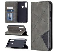 QiongniAN Coque pour Huawei Y6P Housse,Coque pour Huawei Y6P 2020 Med-LX9 MED-L29 MED-LX9N MED-L29N Étui à Rabat en Cuir PU Case Gray