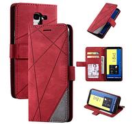 QiongniAN Coque pour Samsung Galaxy J6 2018,Magnétique Etui Housse pour Samsung SM-J600F/DS Galaxy J6 2018 / SM-J600G/DS SM-J600FN SM-J600FZ SM-J600L SM-J600N / Galaxy On6 2018 Étui Téléphone Red