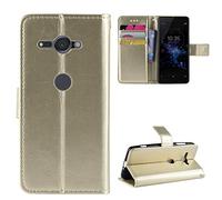 QiongniAN Coque pour Sony Xperia XZ2 Compact,Coque pour Sony Xperia XZ2 Compact H8314 H8324 SO-05K Coque Portefeuille en Cuir à Rabat Cover Gold