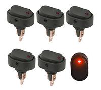 Qiorange 5Pcs 12V 30A Interrupteur à Bascule pour Voiture Moto bouton SPST 3 Broches Electronique avec lumière LED (Rouge 5 Pcs)
