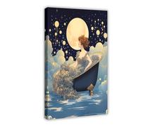 QIOTBVV Impression sur toile « Bathing in the Moonlight » - Décoration murale pour salon, chambre à coucher - 40 x 60 cm