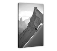 QIOTBVV Poster de ski noir et blanc sur toile pour décoration de chambre à coucher, bureau, chambre, cadeau 40 x 60 cm