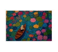 QIOTBVV Poster floral nénuphar sur toile pour décoration de chambre à coucher, bureau, chambre, cadeau, 50 x 75 cm