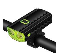 Qipeika 2pc-Mountain Bike Night Riding High Luminosité Batterie Life Light Vélo Alliage D'aluminium Klaxon Lumière Avant - Vert (avec klaxon)