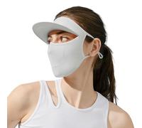 Qipeika Crème solaire polyvalente avec bord, voile d'ombrage respirant en soie glacée - Gris clair